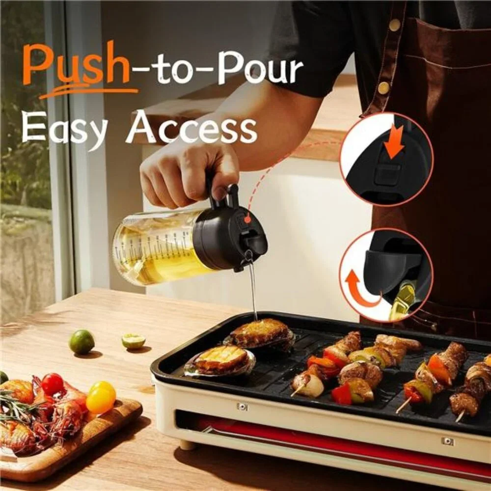 16oz/470ml Glass Olive Oil Sprayer for Cooking 2 in 1 Olive Oil Dispenser Bottle